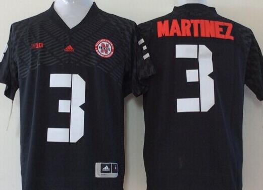 Men Nebraska Huskers #3 Martinez Black NCAA jerseys